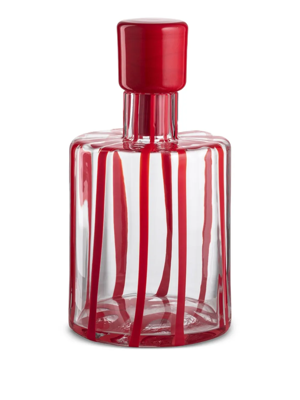 NasonMoretti Cyrcus striped glass bottle (11cm x 20cm) | White | Image 1
