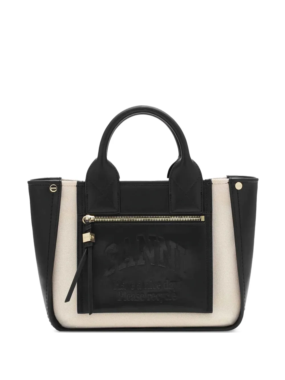 GANNI Shopper met logo-reliëf Zwart