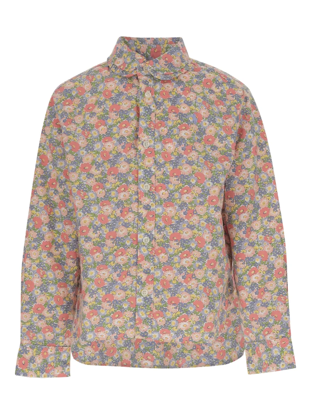 POLO RALPH LAUREN KIDS Shirt met bloe print Beige