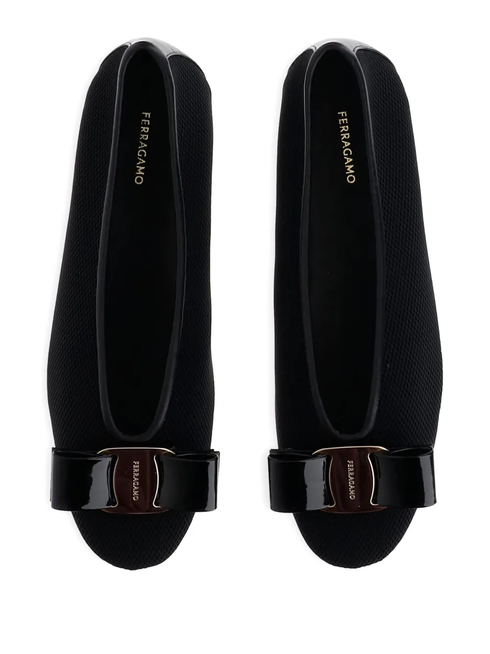 Ferragamo Vanna V Ballerinas In Velvet In Black