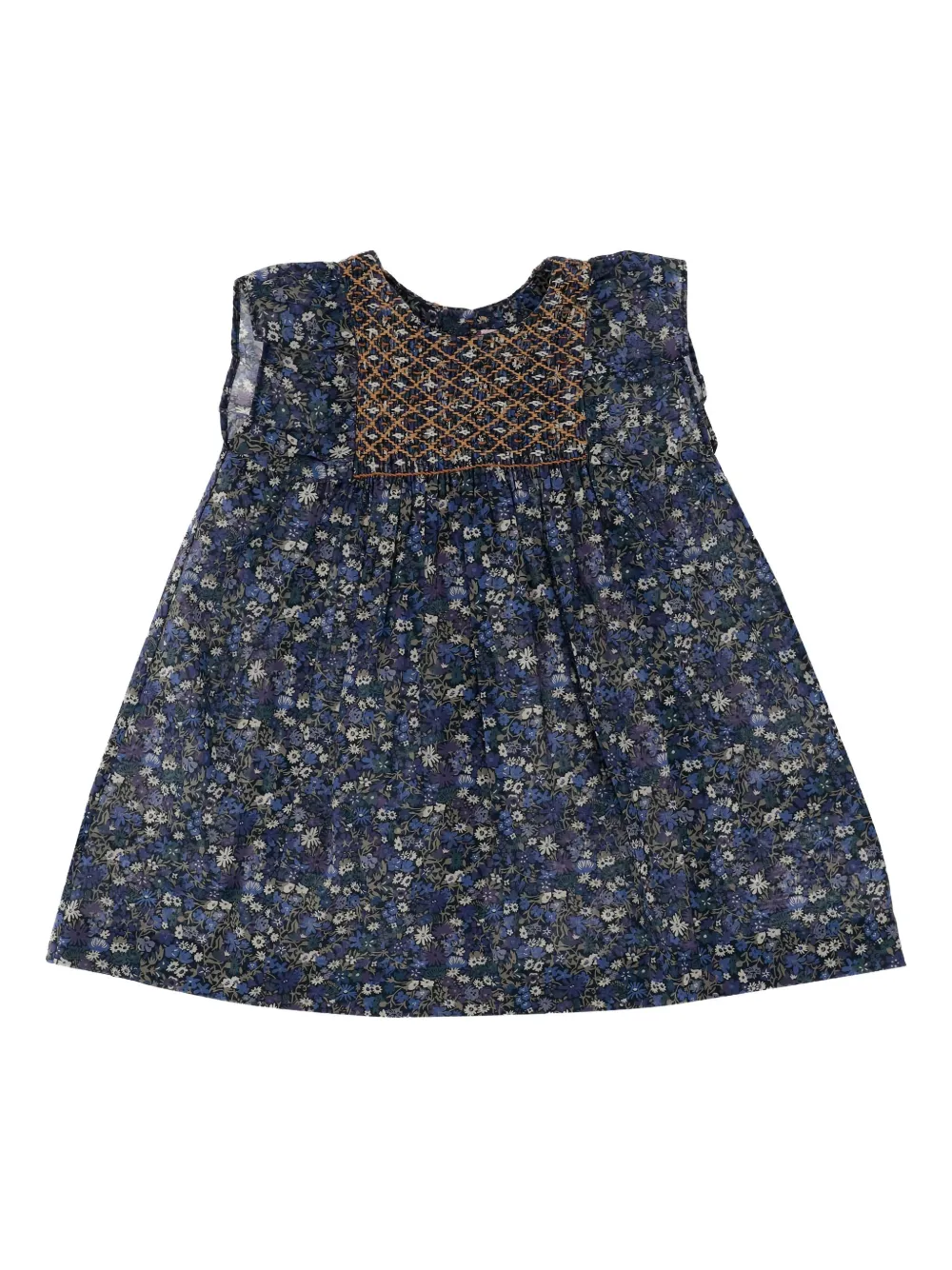 Bonpoint Jurk met bloe print Blauw