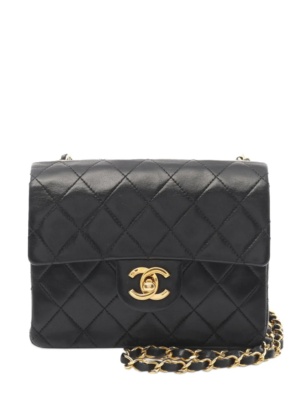 Pre-owned Chanel 1989-1991 Mini Square Classic Lambskin Single Flap Crossbody Bag