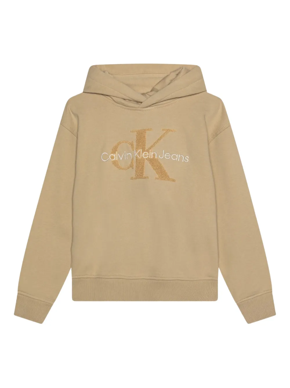 Calvin Klein Kids Hoodie met glitter logo Beige