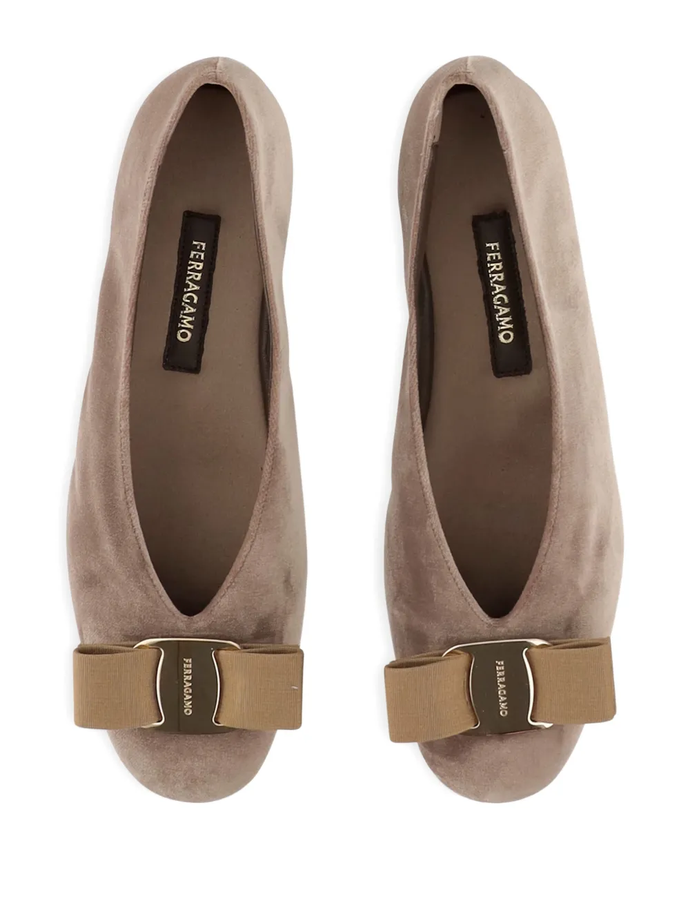 Ferragamo suede ballerina shoes Beige