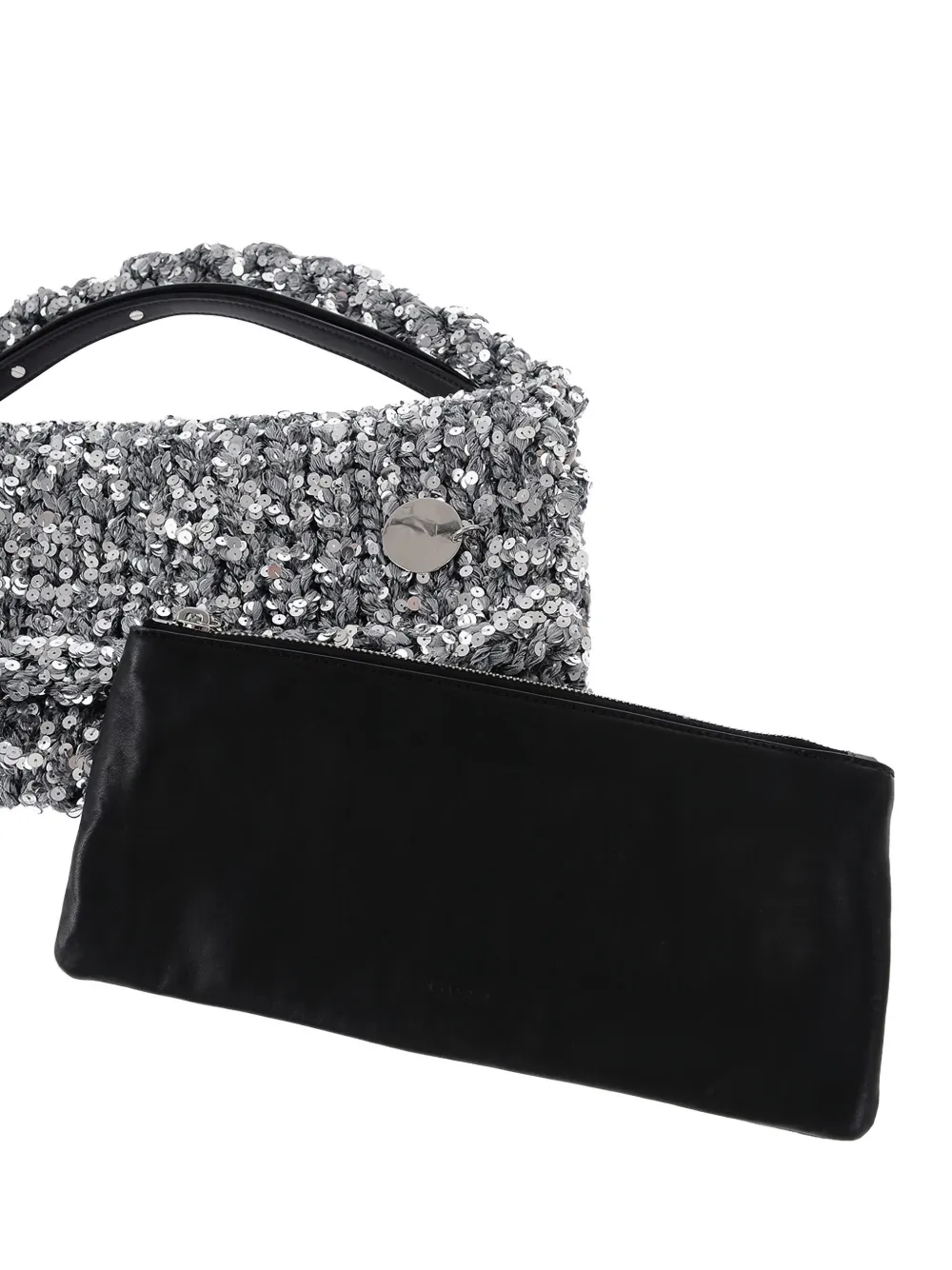 Jil Sander Kleine gebreide schoudertas Zilver