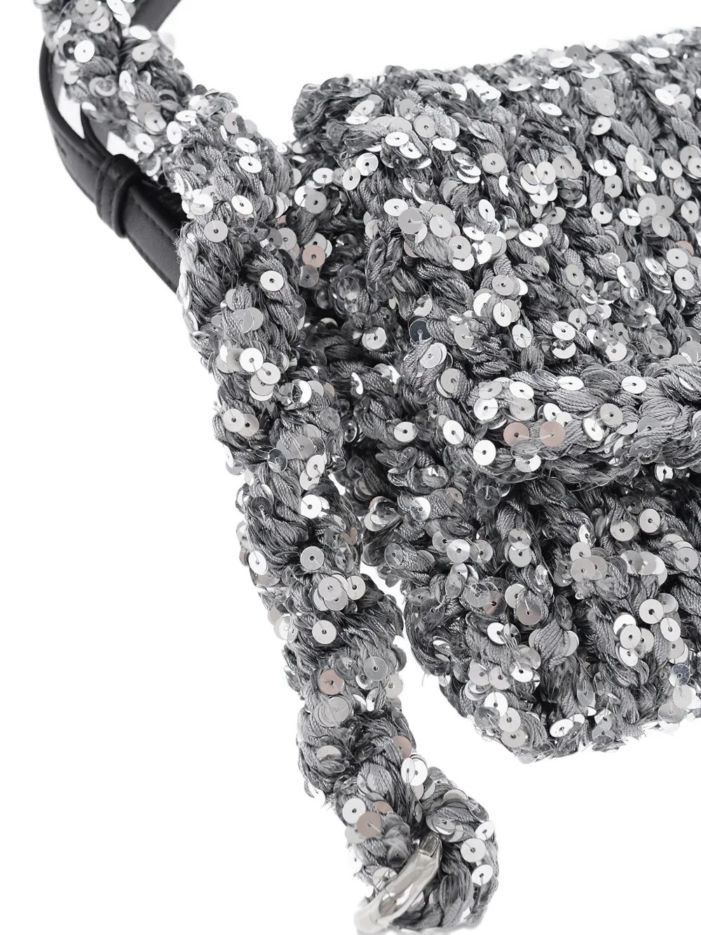 Jil Sander Kleine gebreide schoudertas Zilver