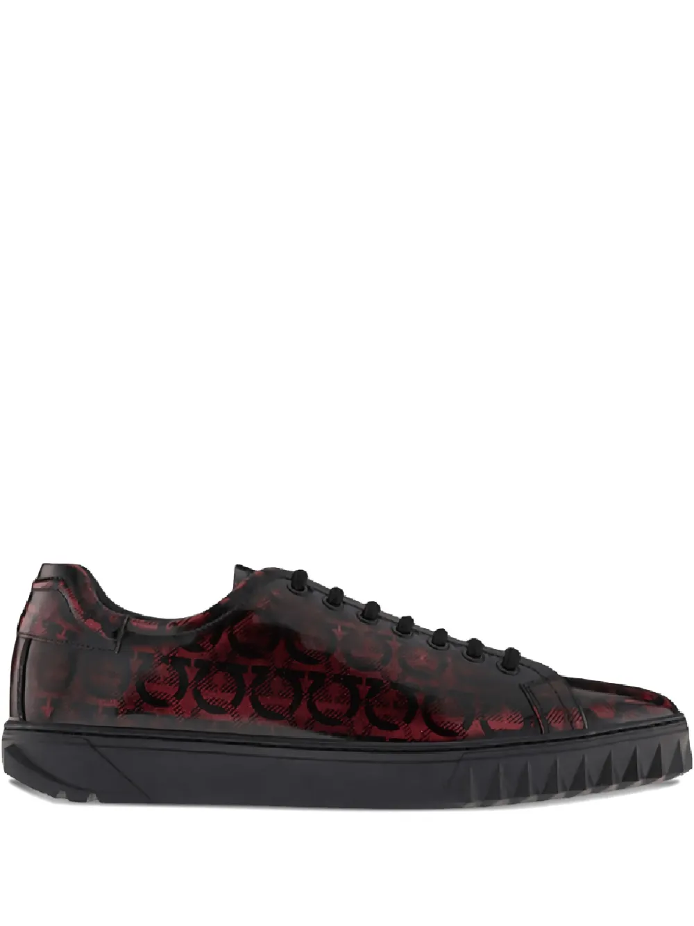 Ferragamo Cube Gancini-print lace-up sneakers Red