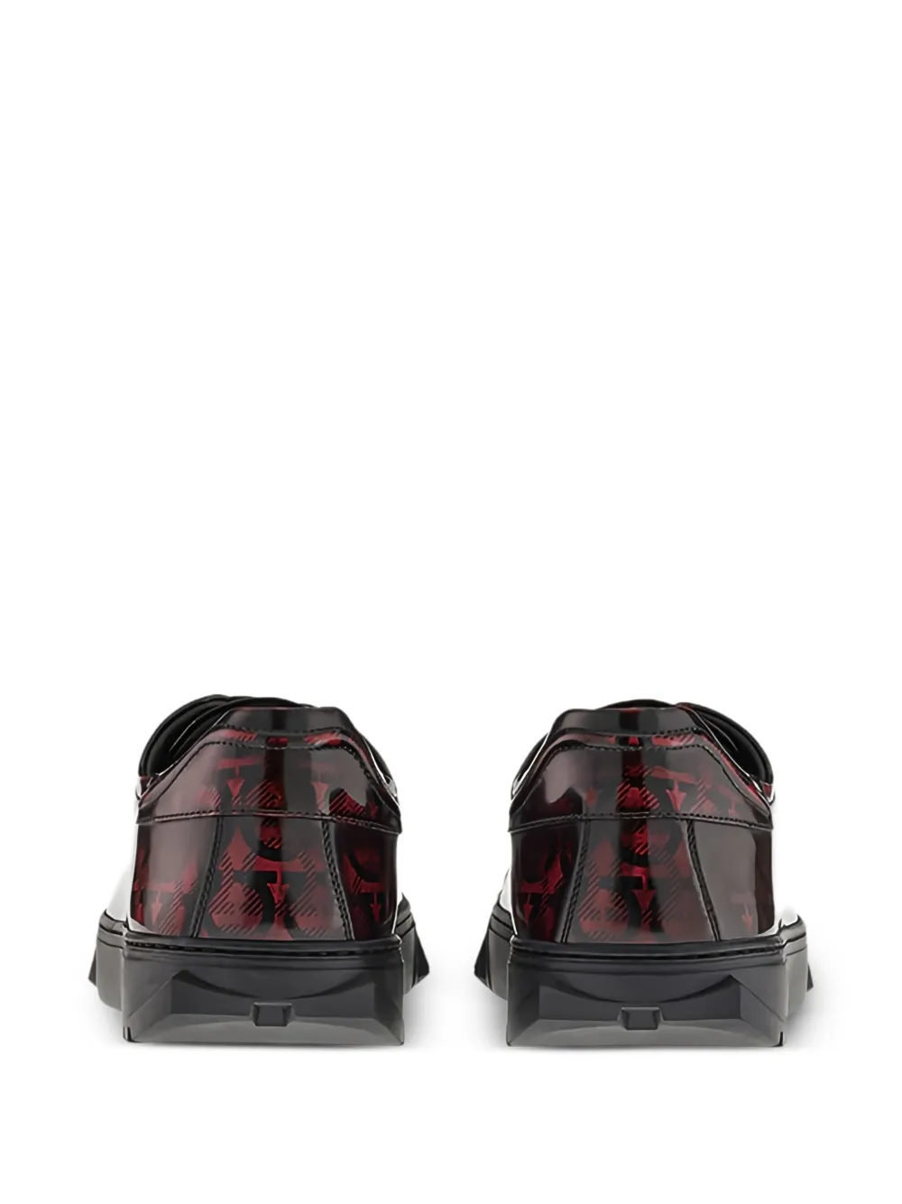 Ferragamo Cube Gancini-print lace-up sneakers Red
