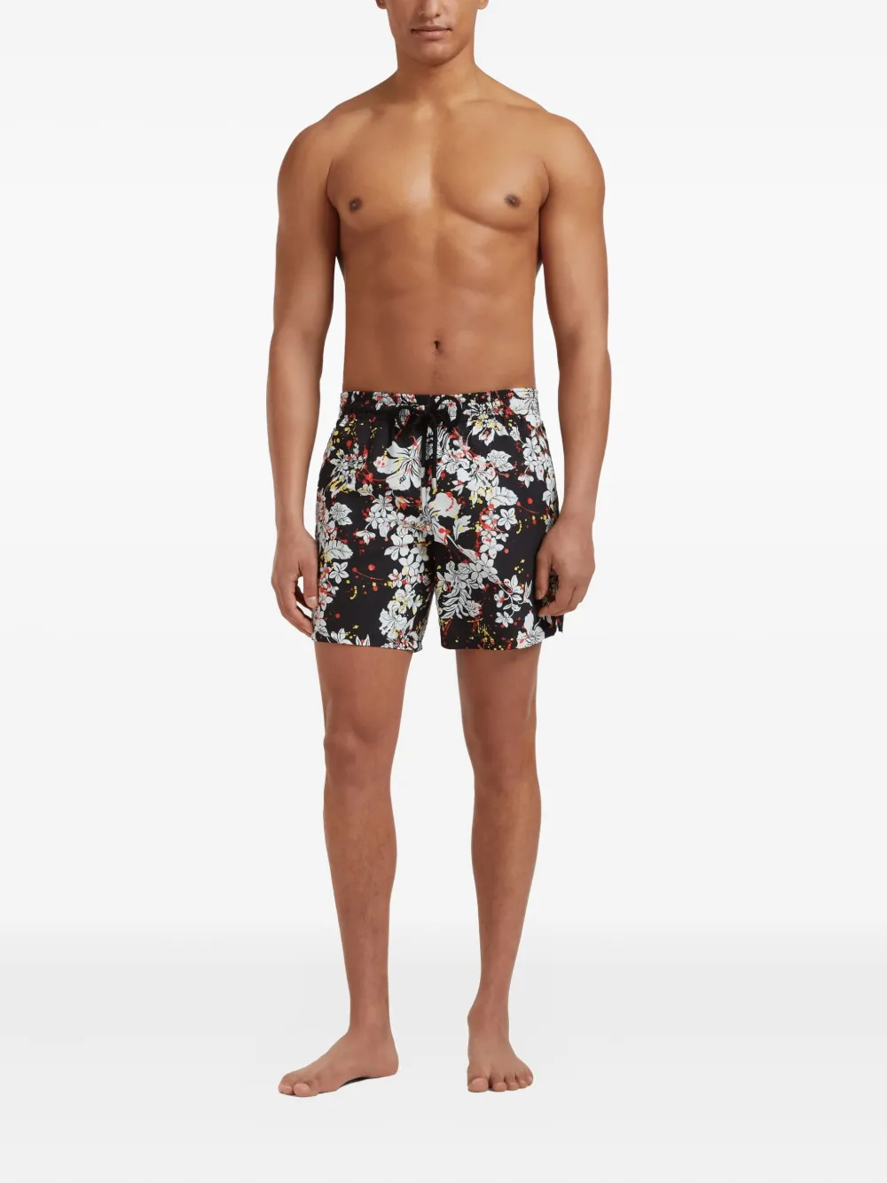 Vilebrequin x Palm Angels Flower Splash zwembroek Zwart