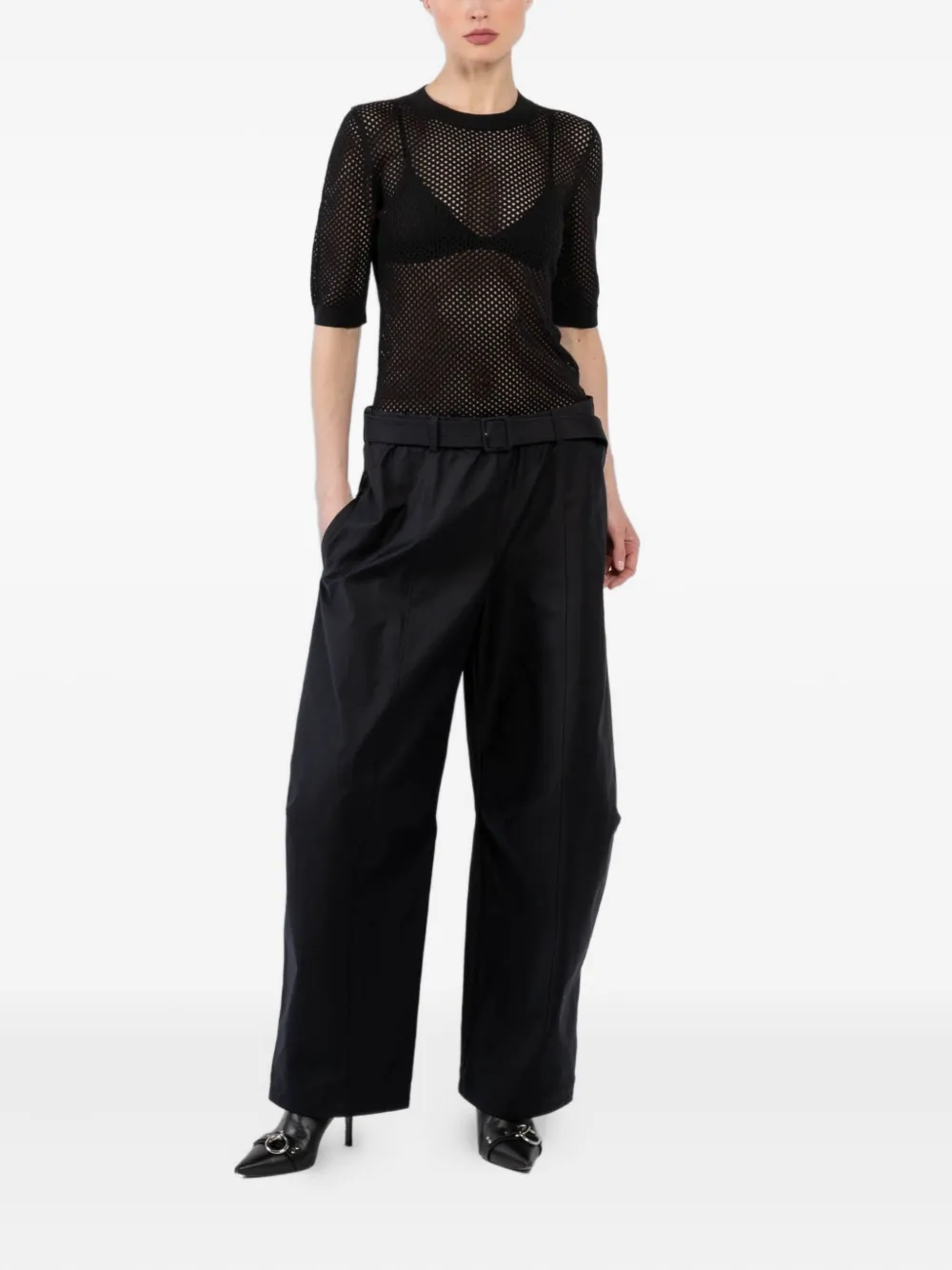 Rosetta Getty Broek met wijde pijpen - Zwart