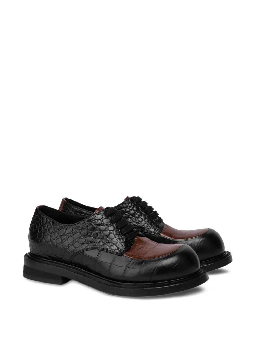 Moschino crocodile-embossed Derby shoes Black