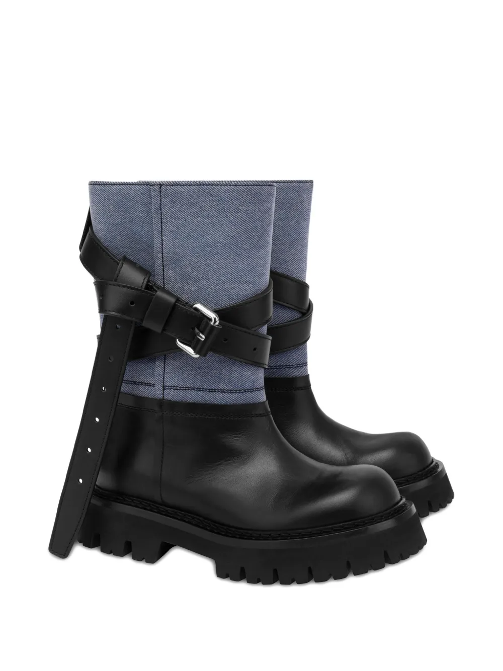 Moschino buckle-strap biker boots Black