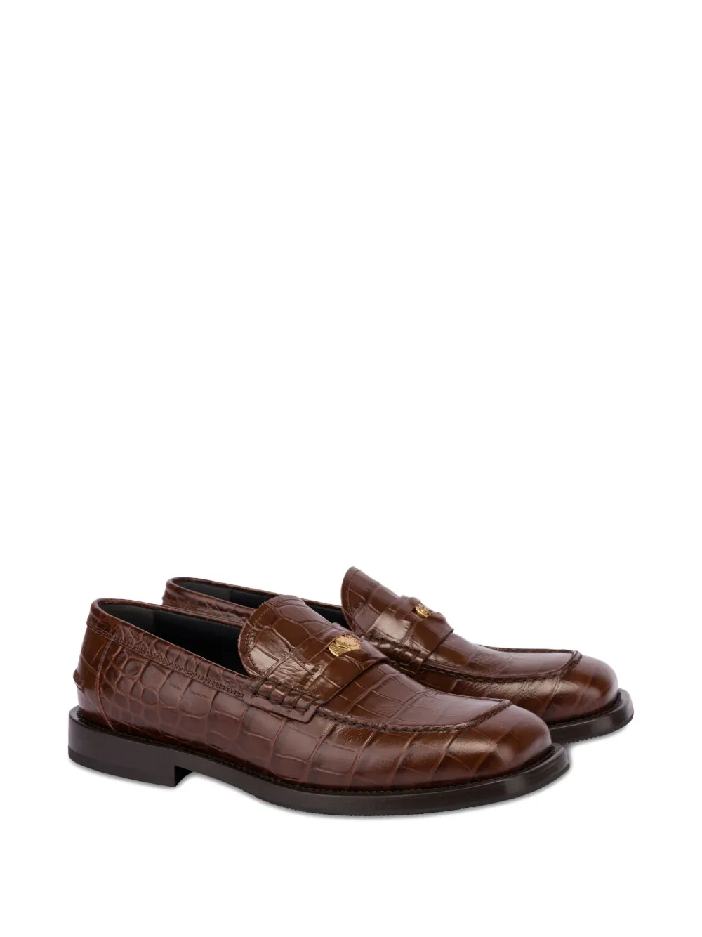 Moschino Loafers met krokodillen-reliëf - Bruin