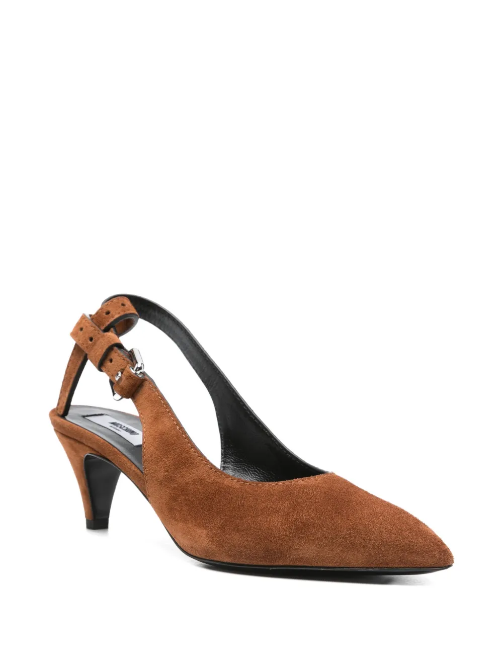 Moschino 60mm slingback suede pumps Brown