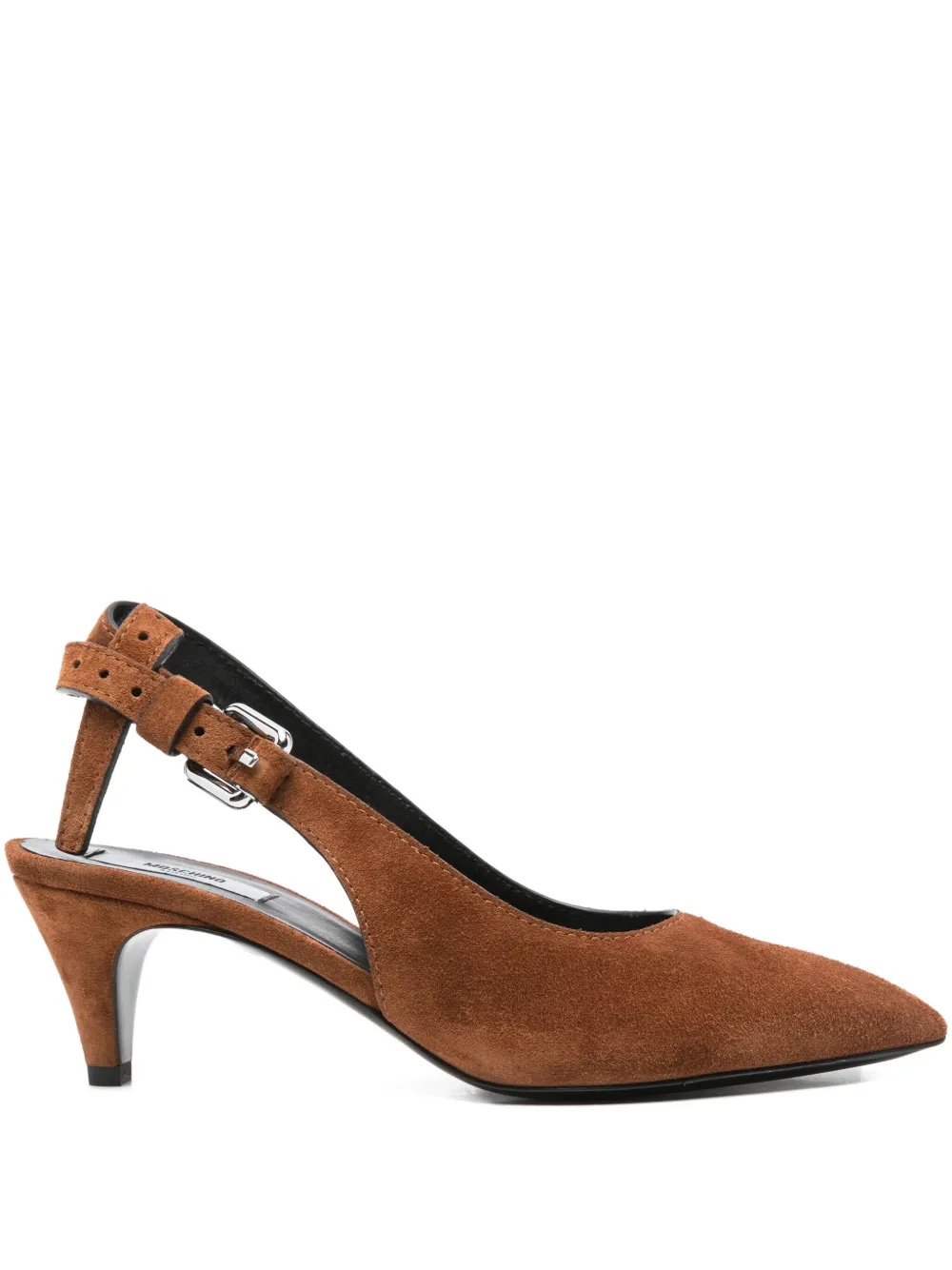 Moschino 60mm slingback suede pumps Brown