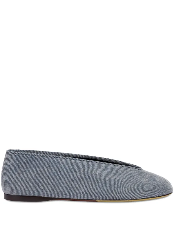 Moschino Flocked Denim Ballet Flats in Blue