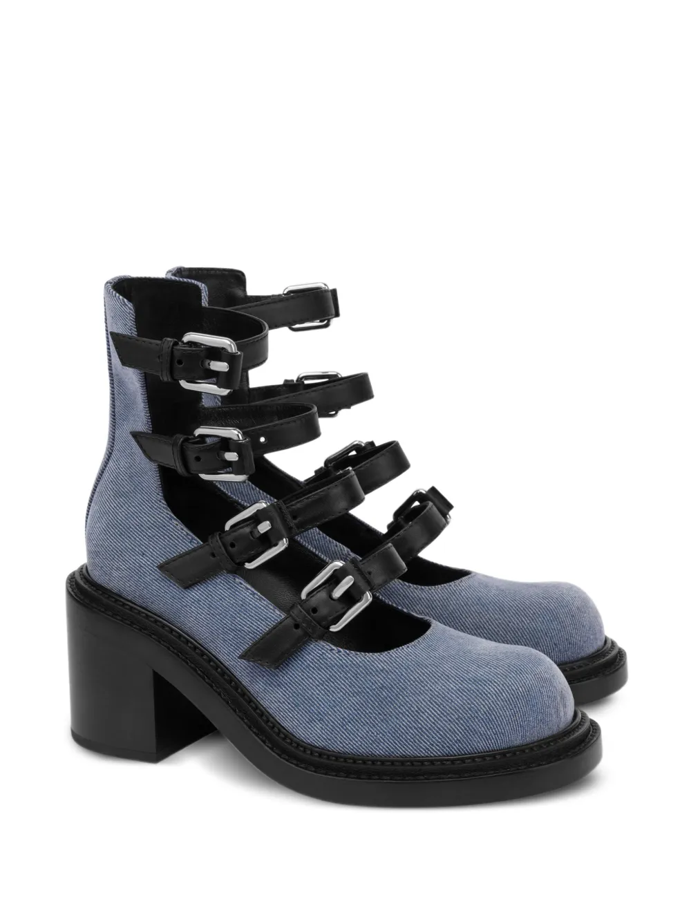 Moschino buckle-strap denim pumps Blue