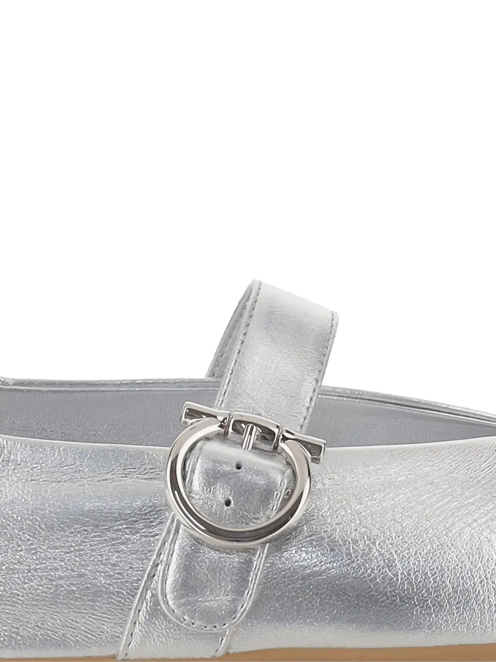 Ferragamo Ballerina Woman Ballet Flats Silver Size 6 Lambskin