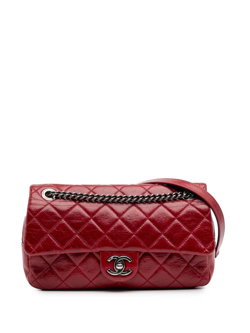 Pre-owned Chanel 2014 Medium Glazed Calfskin Duo Color Flap Crossbody Bag