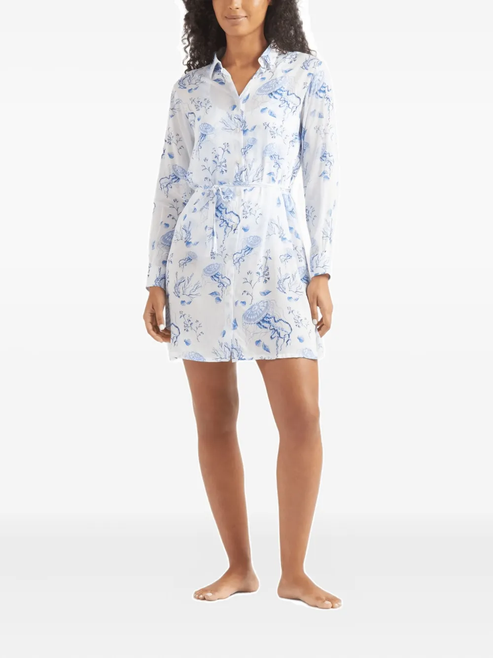 Vilebrequin Medusa and Shells midi shirt - Wit
