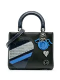 Christian Dior Pre-Owned 2015 Medium Calfskin Patent Embroidered Valentines Day Heart Lady Dior satchel - Black