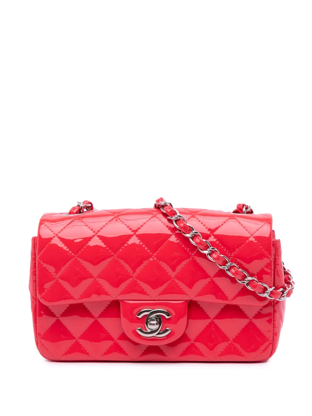 Pre-owned Chanel 2015-2016 Mini Rectangular Classic Patent Single Flap Crossbody Bag