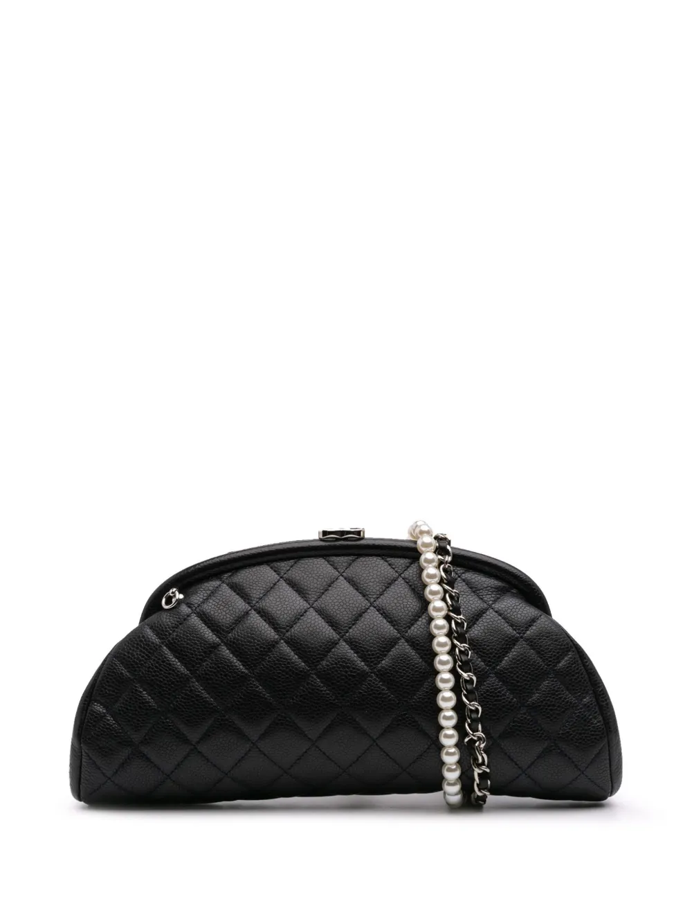 Pre-owned Chanel 2013-2014 Quilted Caviar Timeless Kisslock Clutch With Chain Crossbody Bag