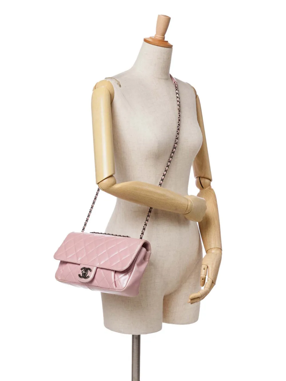 Pre-owned Chanel 2016-2017 Medium Cc Quilted Metallic Calfskin Coco Pleats Flap Crossbody Bag