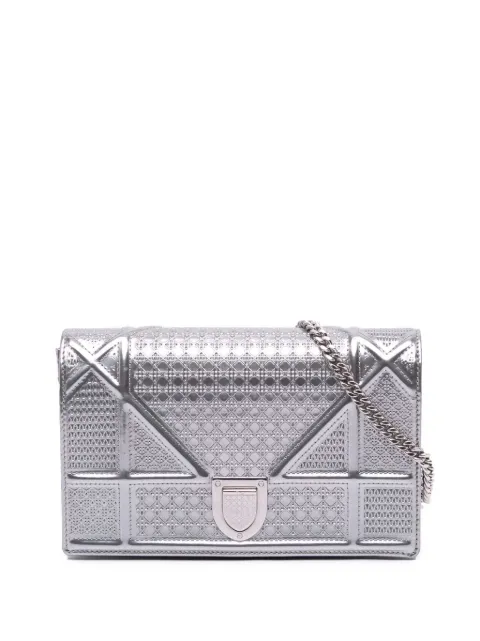 Christian Dior Pre-Owned 2017 Metallic Patent Microcannage Diorama Wallet on Chain crossbody bag