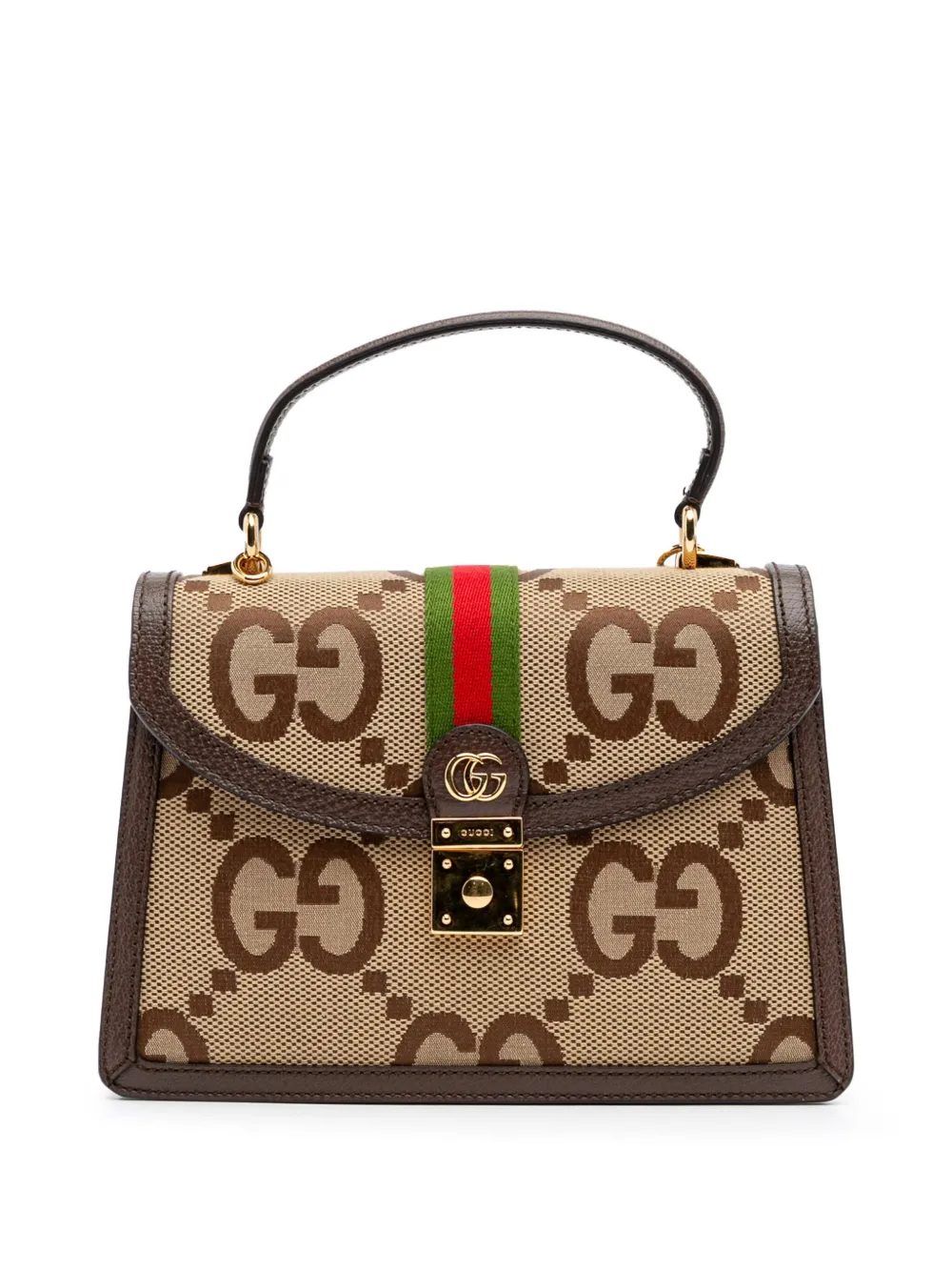 Gucci Pre-Owned 2016-2024 Small Jumbo GG Canvas Web Ophidia Top Handle Flap satchel | Brown | Image 1