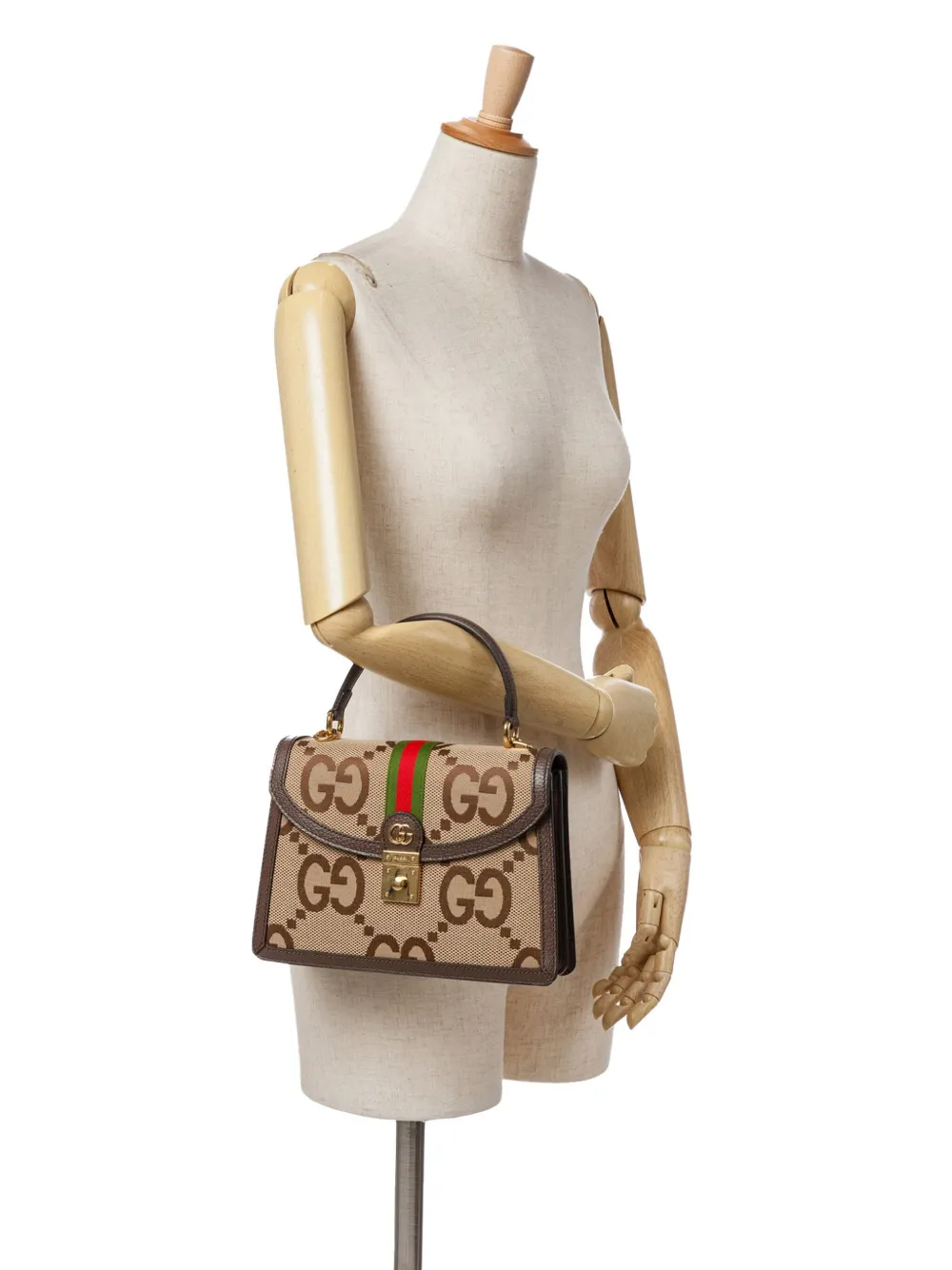 Gucci Pre-Owned 2016-2024 Small Jumbo GG Canvas Web Ophidia Top Handle Flap satchel | Pre-Owned | Image 2