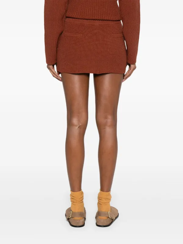 【関税込み】Aya Muse ブラウン ジッパー ミニスカート Brown Zip Miniskirt by Aya Muse on Sale