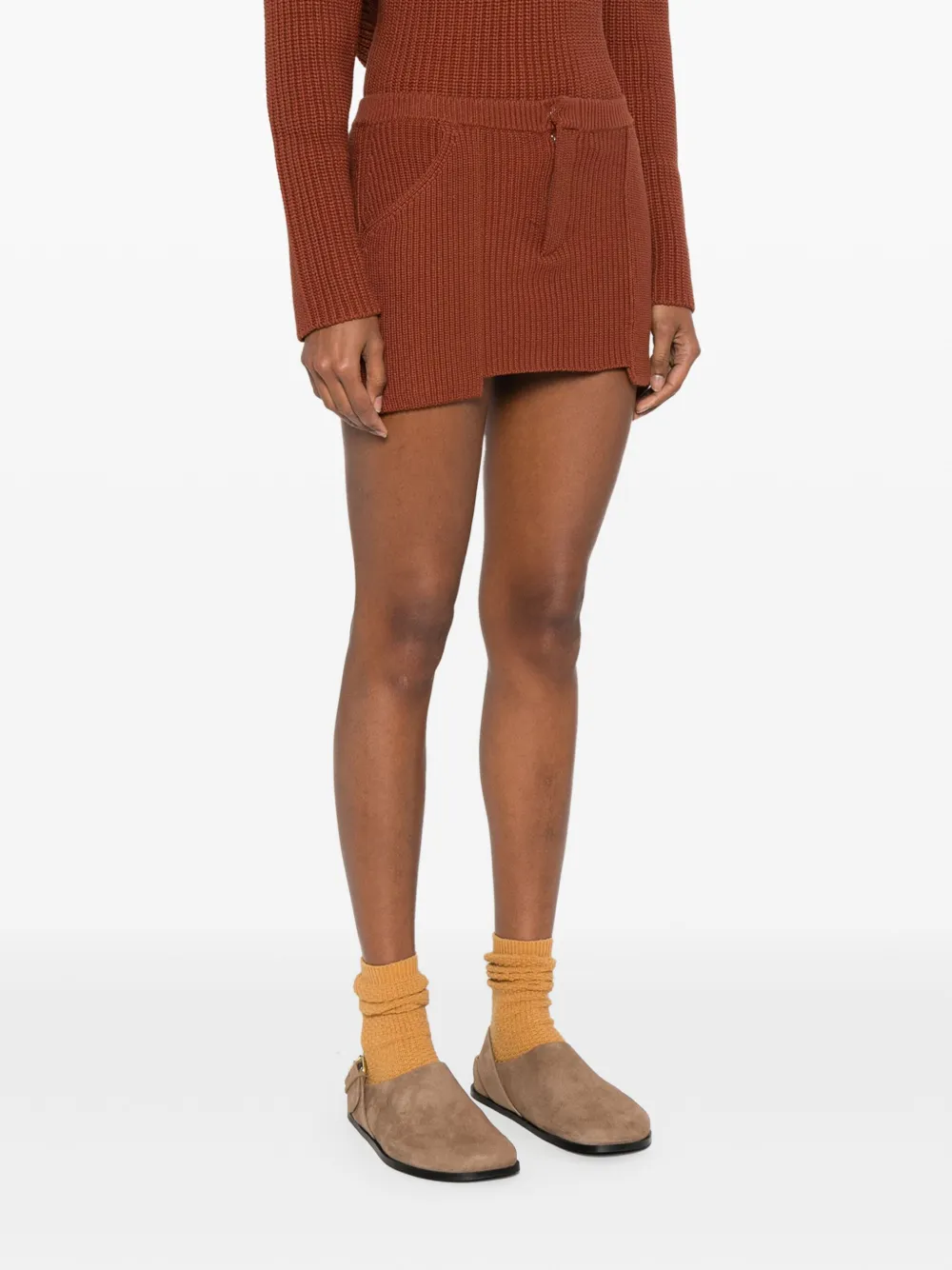 Aya Muse Geribbelde mini-rok Bruin