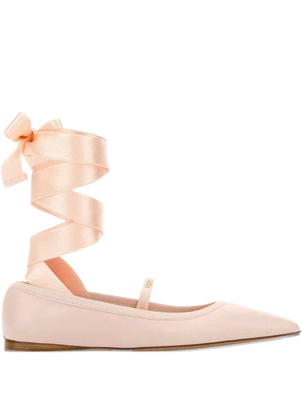 Ferragamo ankle-ribbon ballet flats Roze