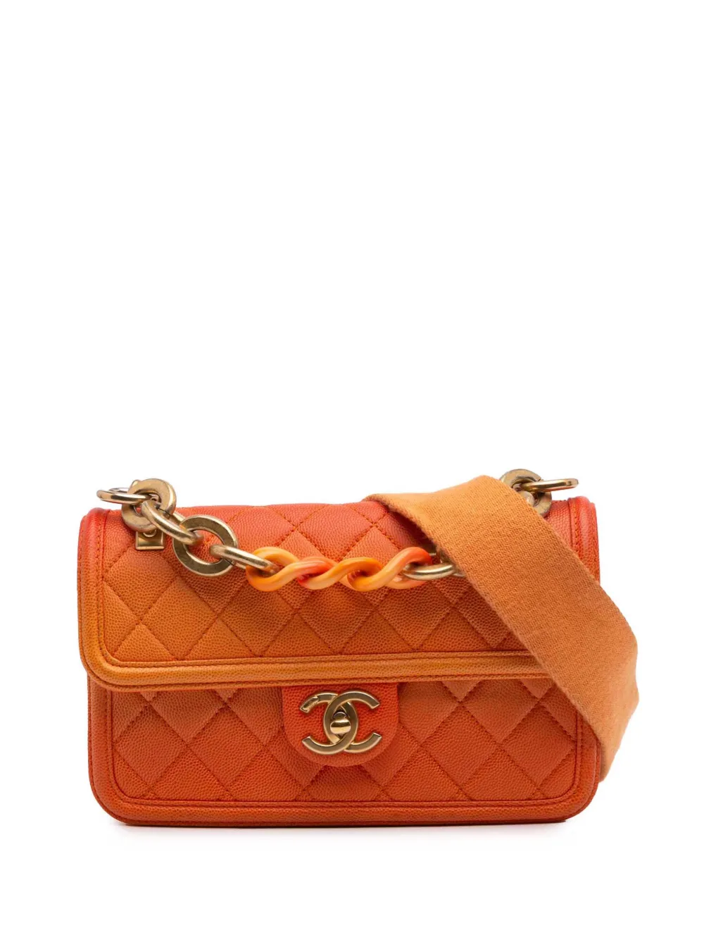 Pre-owned Chanel 2019 Small Quilted Caviar Sunset On The Sea Flap Satchel