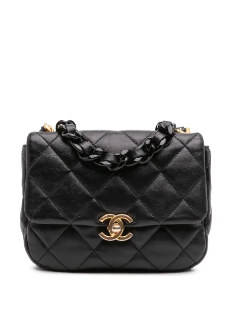 CHANEL Pre-Owned 2021-2024 Mini Quilted Lambskin Lacquered Chain Flap crossbody bag