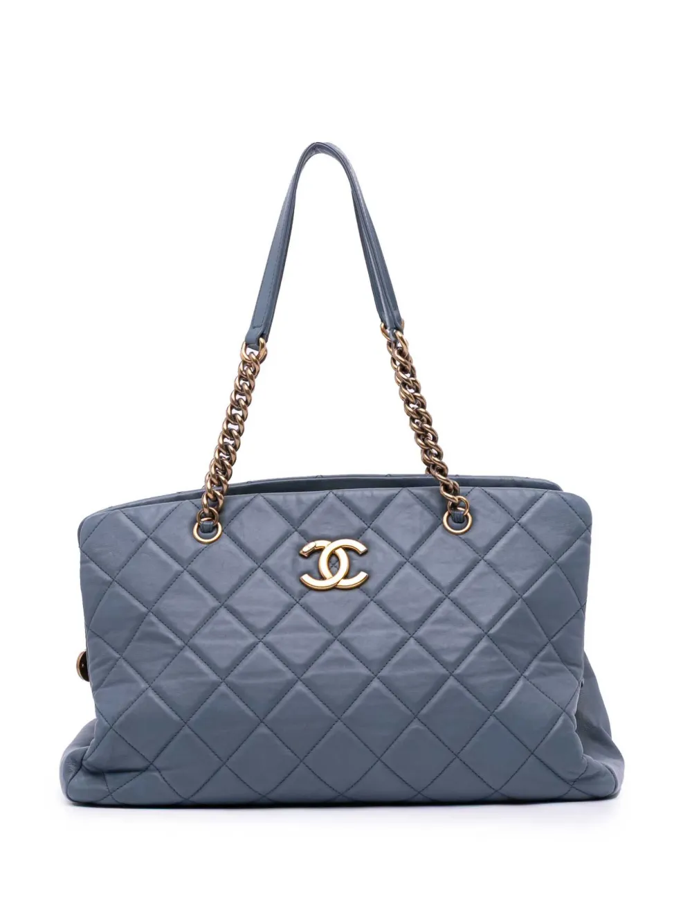 Pre-owned Chanel 2012-2013 Large Quilted Calfskin Cc Crown Tote Bag