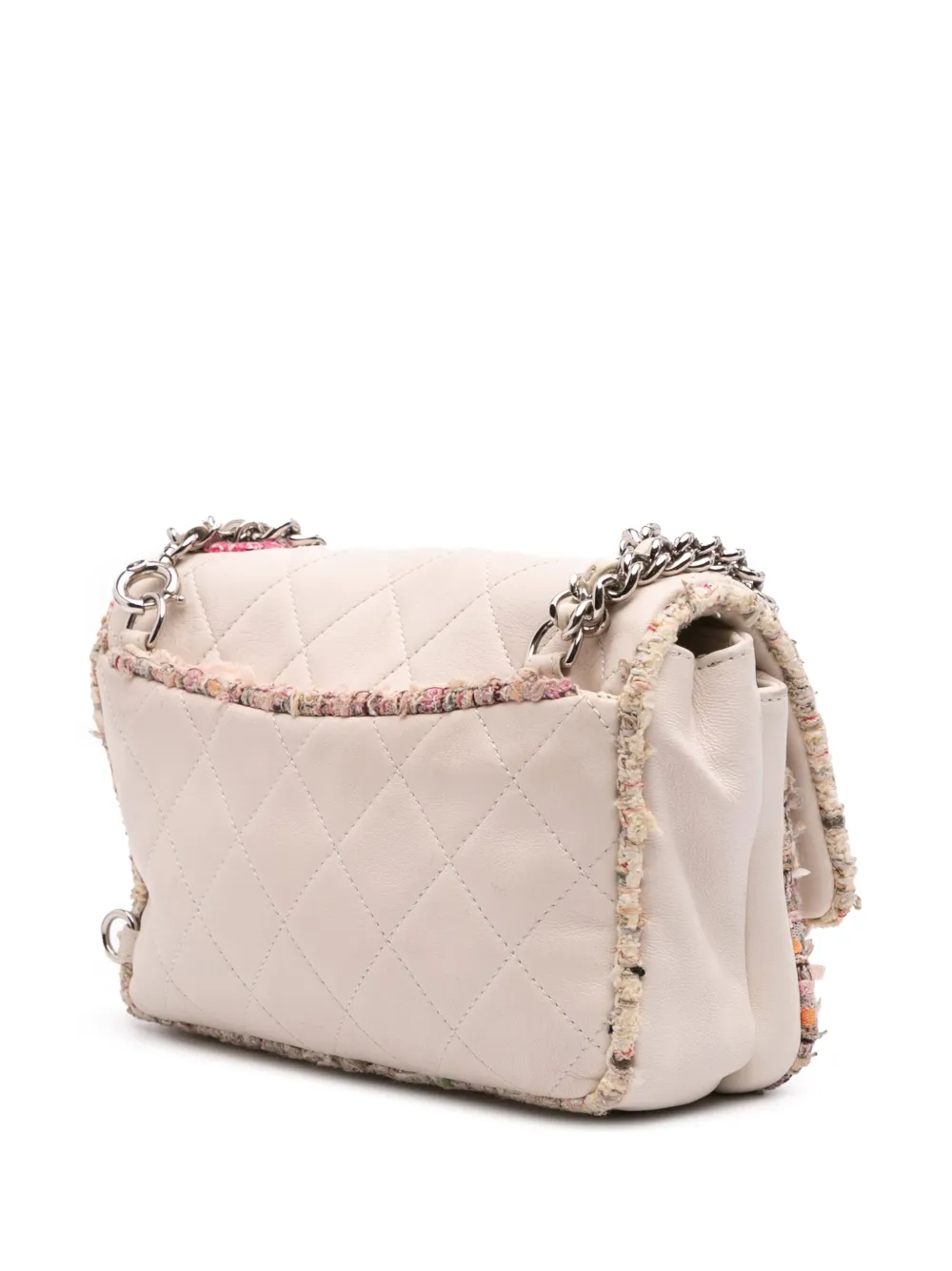 Pre-owned Chanel 2019 Quilted Lambskin And Tweed Elegant Trim Flap Satchel