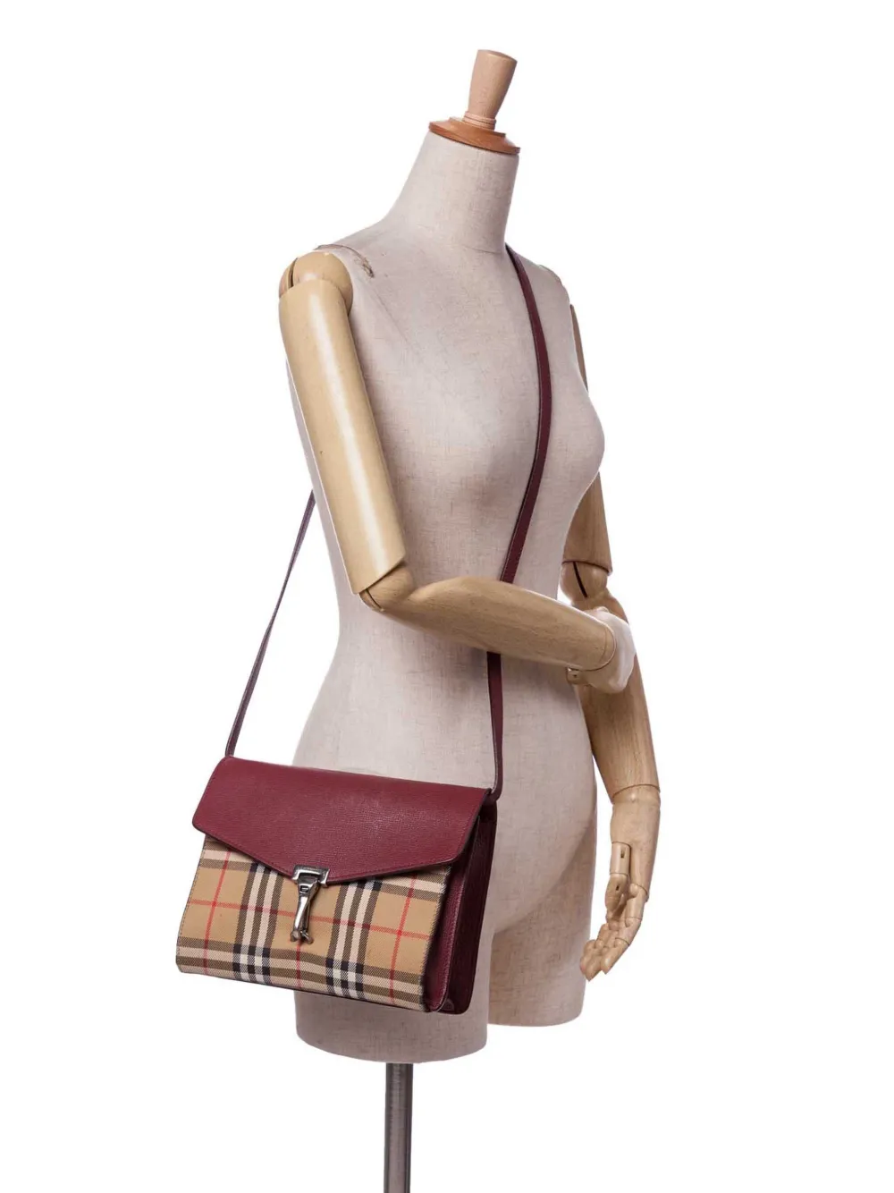 Burberry Pre-Owned 2000-2017 Small Leather and House Check Canvas Derby Macken crossbody bag | Pre-Owned | Image 2