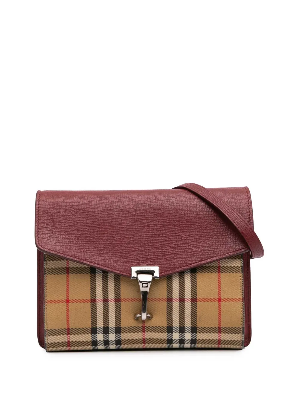 Pre-owned Burberry 2000-2017 Small Leather And House Check Canvas Derby Macken Crossbody Bag