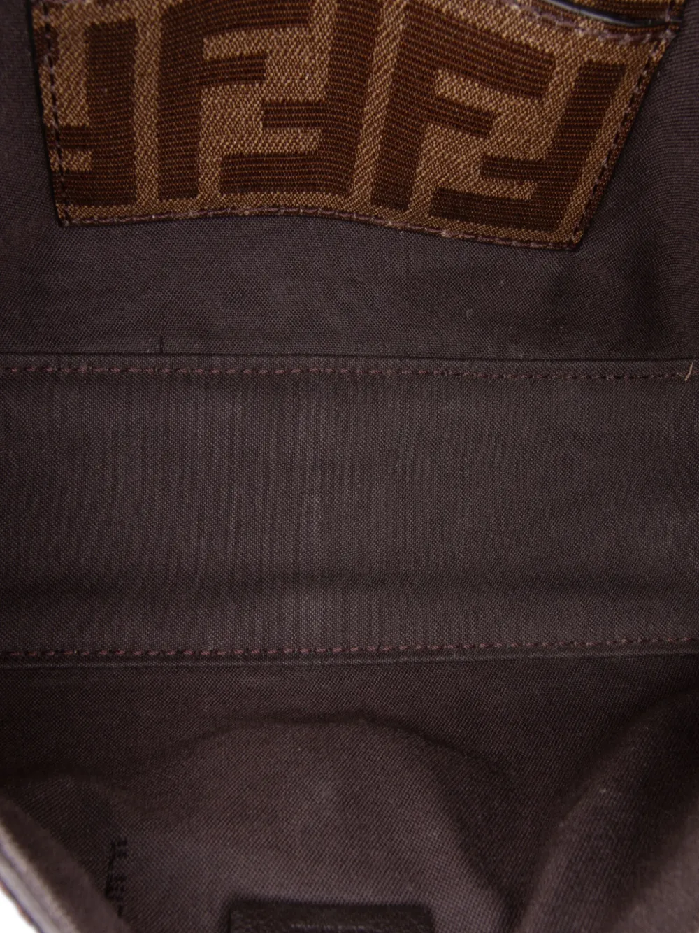 Pre-owned Fendi 2010-2025 Mini Zucca Glazed Fabric Cage Baguette Satchel