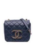 CHANEL Pre-Owned 2021-2025 Mini Lambskin CC Crystal Full flap crossbody bag - Blue