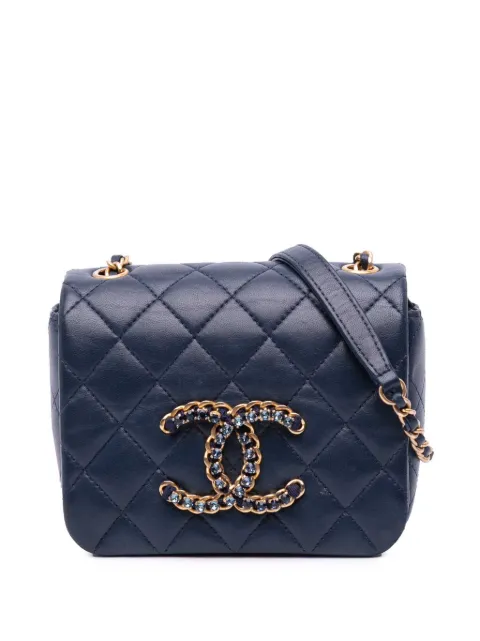 CHANEL Pre-Owned 2021-2025 Mini Lambskin CC Crystal Full flap crossbody bag