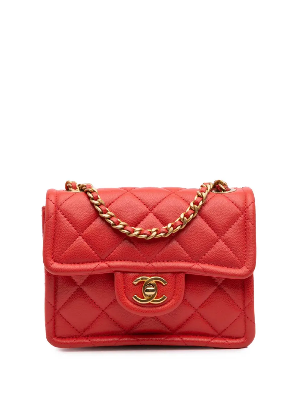 CHANEL Pre-Owned 2021 フラップ スウィート クラシック キルティング キャビア ショルダーバッグ ミニ - レッド CHANEL Pre-Owned 2021 フラップ スウィート クラシック キルティング キャビア ショルダーバッグ ミニ - レッド