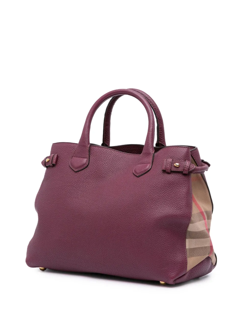 Pre-owned Burberry 2012-2024 Medium Leather And House Check Banner Satchel