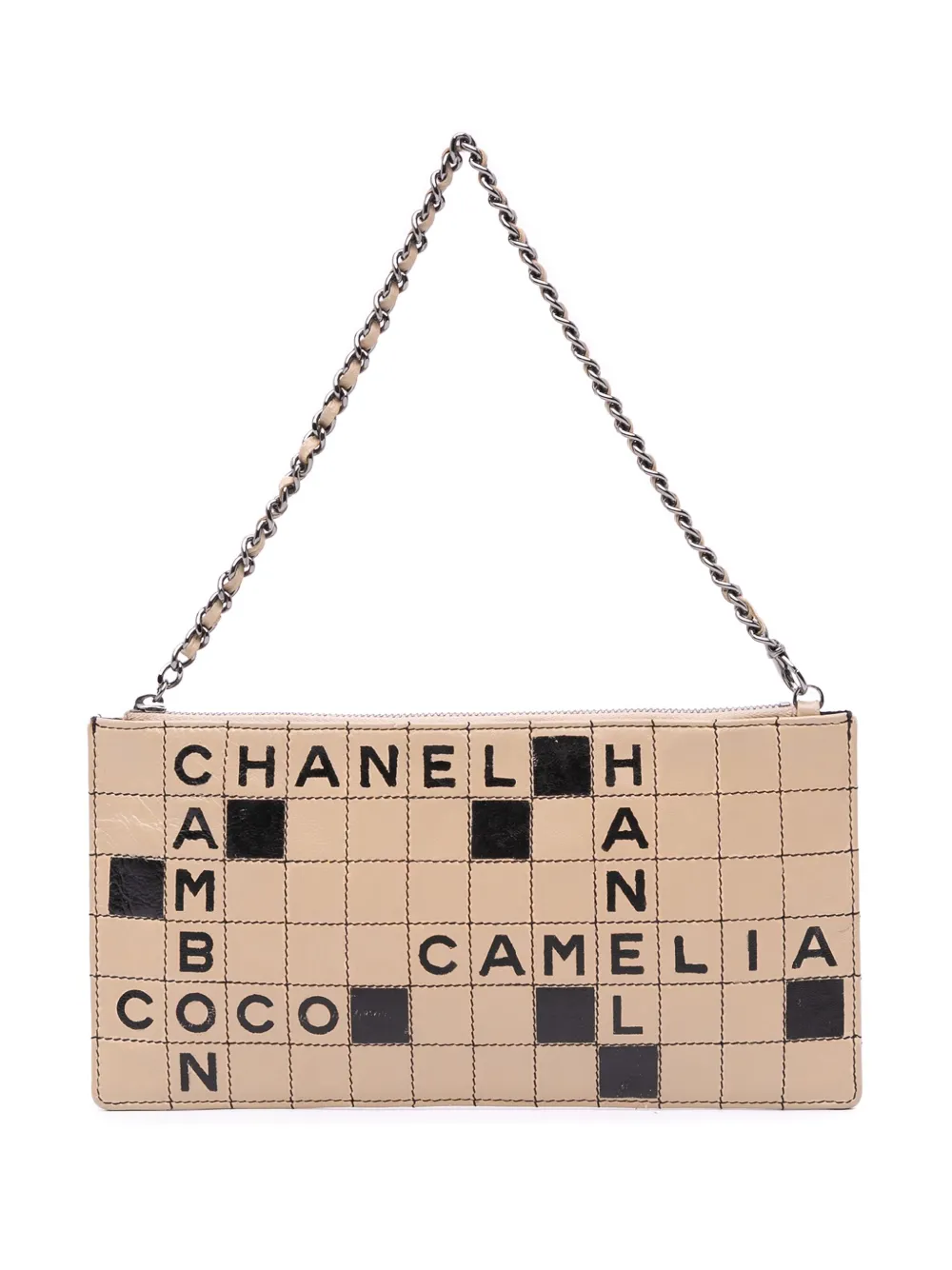 Pre-owned Chanel 2004-2005 Quilted Lambskin Camellia Crossword Handbag