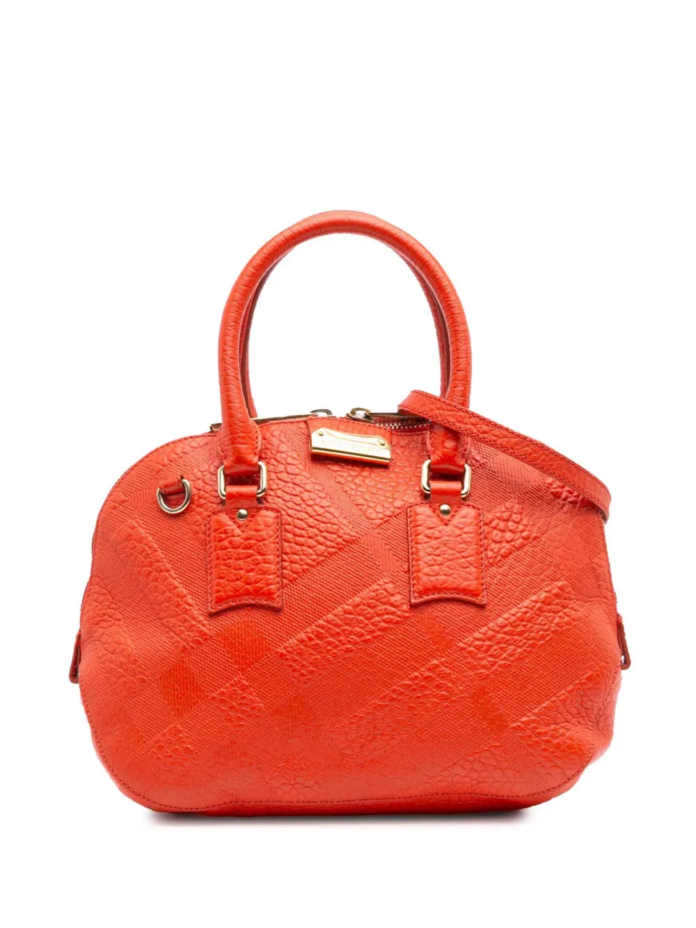 Pre-owned Burberry 2000-2024 Heritage Grain Check Embossed Orchard Bowling Bag Satchel