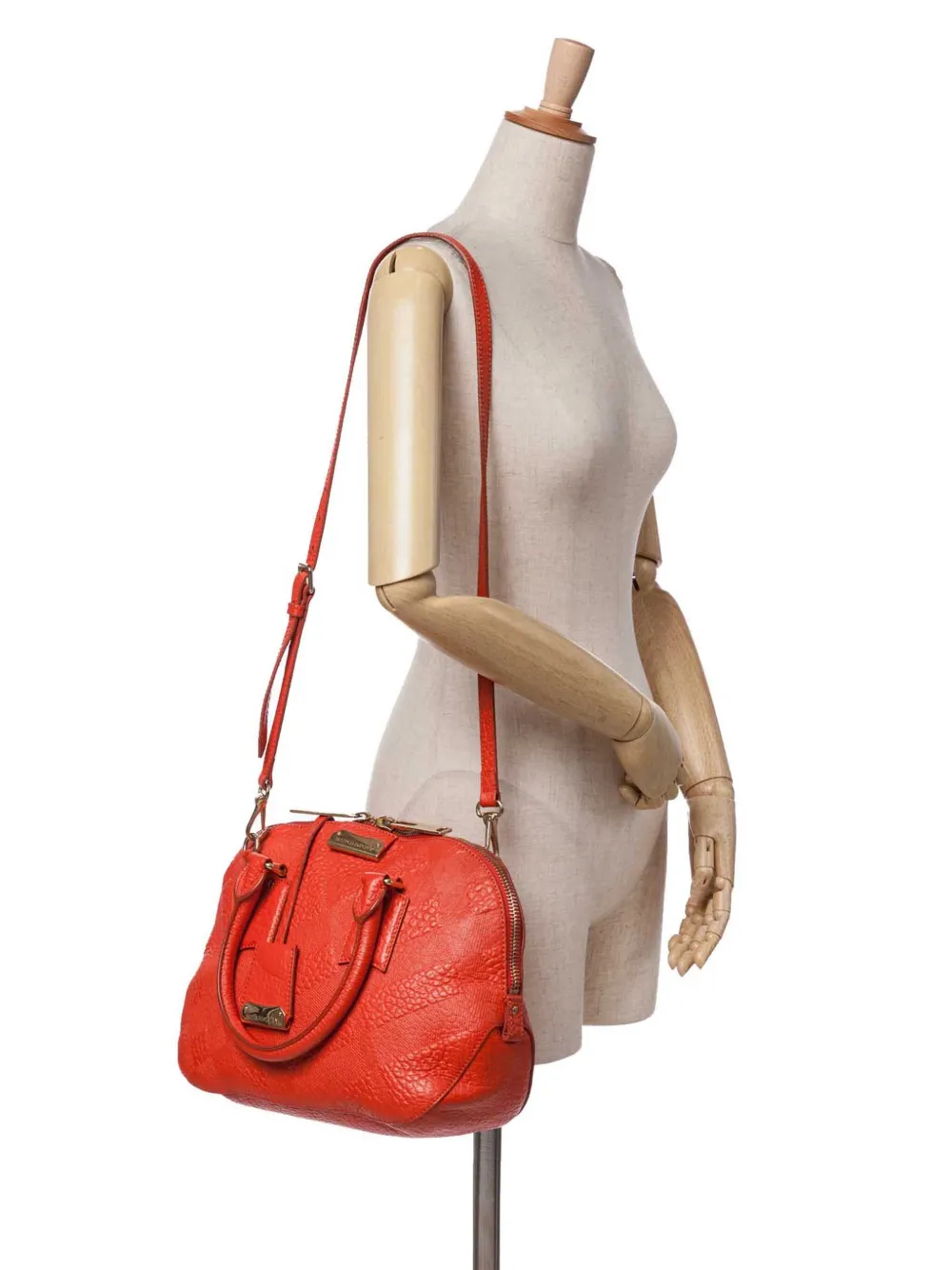 Burberry Pre-Owned 2000-2024 Heritage Grain Check Embossed Orchard Bowling Bag satchel | Pre-Owned | Image 2