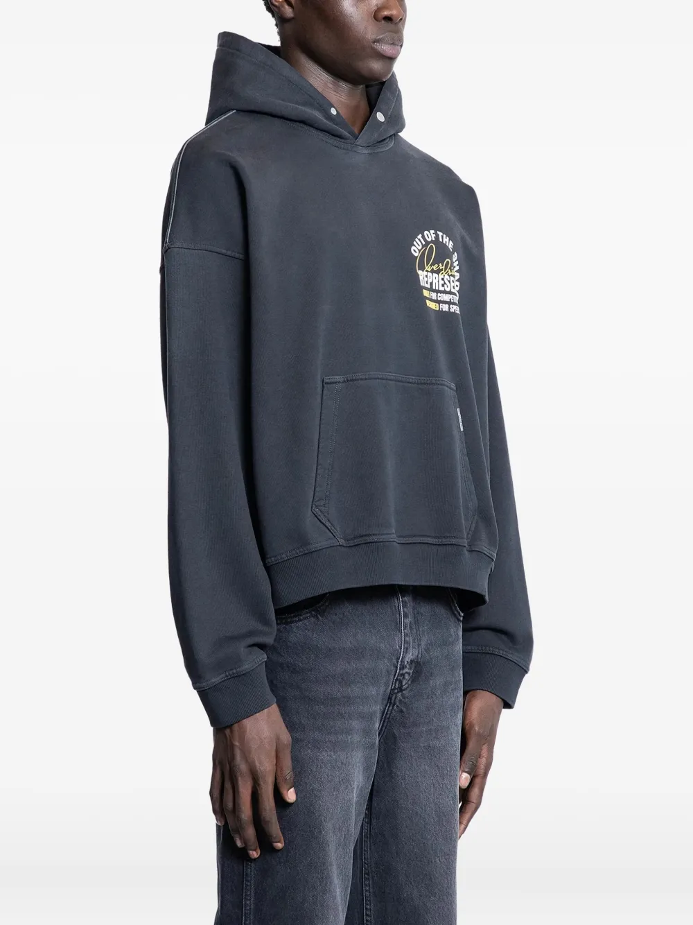 Represent Logo-embroidered Hoodie In Black
