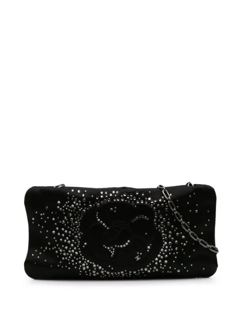 CHANEL Pre-Owned sac porté épaule Diamante Camellia Clutch with Chain en satin (2009-2010)